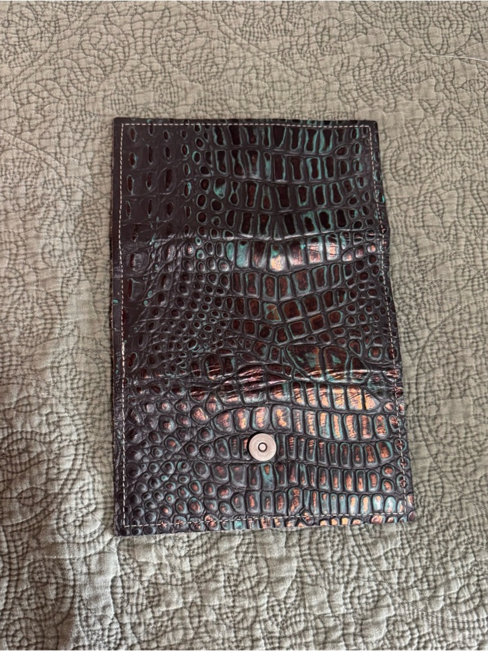 Holy Cow Couture Croc-Embossed Foldover Wallet